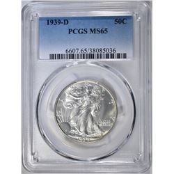 1939-D WALKING LIBERTY HALF PCGS MS-65