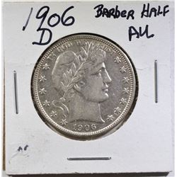 1906-D BARBER HALF DOLLAR AU