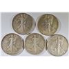Image 1 : 5 WALKING LIBERTY HALVES XF BETTER DATES
