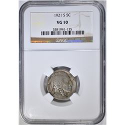 1921-S BUFFALO NICKEL, NGC VG-10