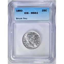 1893 BARBER QUARTER, ICG MS-63