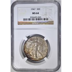 1947 WALKING LIBERTY HALF DOLLAR, NGC MS-64