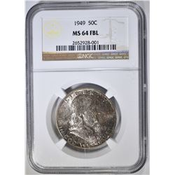 1949 FRANKLIN HALF DOLLAR, NGC MS-64 FBL