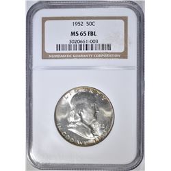 1952 FRANKLIN HALF DOLLAR, NGC MS-65 FBL
