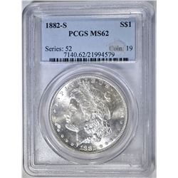 1882-S MORGAN DOLLAR, PCGS MS-62