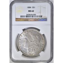 1884 MORGAN DOLLAR, NGC MS-62