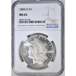 1884-O MORGAN DOLLAR, NGC MS-63