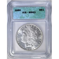 1886 MORGAN DOLLAR, ICG MS-63