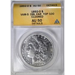 1892-O MORGAN DOLLAR, ANACS AU-50
