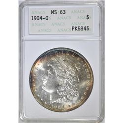 1904-O MORGAN DOLLAR, ANACS MS-63