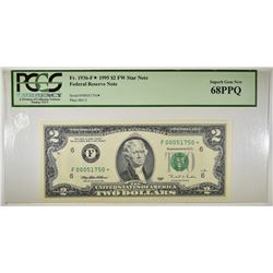 1995 $2 STAR NOTE PCGS 68 PPQ LOW SERIAL #