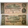 Image 1 : 1864 $5 & $10 CONFEDERATE NOTES