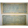 Image 2 : 1864 $5 & $10 CONFEDERATE NOTES