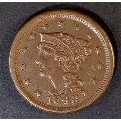 1848 LARGE CENT AU/BU