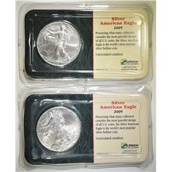 2-BU 2009 AMERICAN SILVER EAGLES
