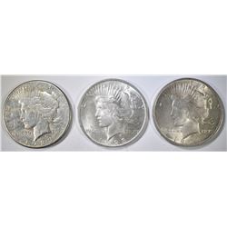 1923, 23-S & 24 DECENT CIRC PEACE DOLLARS