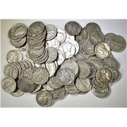 100-MIXED DATE CIRC MERCURY DIMES