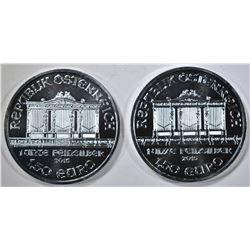 2-2015 BU 1-OZ SILVER AUSTRIA PHILHARMONIC COINS