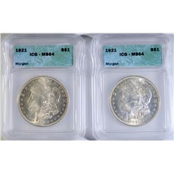 2-1921 MORGAN DOLLARS ICG MS-64