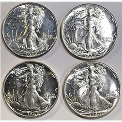 4-1942 BU WALKING LIBERTY HALF DOLLARS