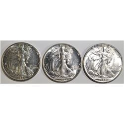 3-BU 1944 BU WALKING LIBERTY HALF DOLLARS