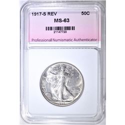 1917-S REV. WALKING LIBERTY HALF, PNA CH BU