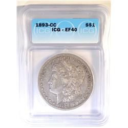 1893-CC MORGAN DOLLAR ICG EF-40