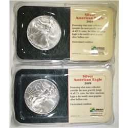 2-BU 2009 AMERICAN SILVER EAGLES