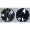 Image 1 : 2-2017 BU CANADIAN 1-Oz SILVER MAPLE LEAF COINS