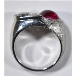 14K WHITE GOLD WOMAN'S RING WITH STONES- SEE PICS