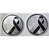 Image 1 : 2-"RIBBON" ONE OUNCE .999 SILVER ROUNDS