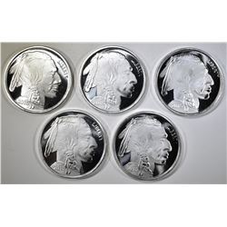 5-2015 INDIAN/BUFFALO ONE OUNCE .999 SILVER ROUNDS