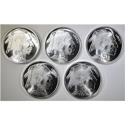 5-2016 INDIAN/BUFFALO ONE OUNCE .999 SILVER ROUNDS