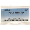 Image 3 : 1955-S LINCOLN CENT PCGS MS66RD
