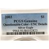 Image 3 : 2003 AMERICAN SILVER EAGLE PCGS UNC DETAILS
