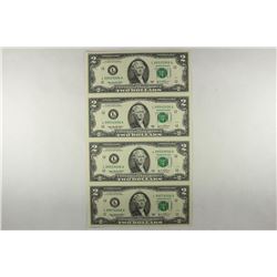 UNCUT SHEET OF 4-2003-A $2 FRN'S CRISP UNC