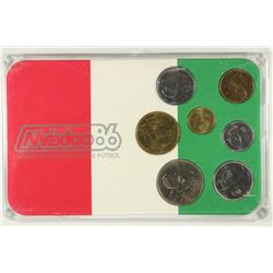 1986 MEXICO FUTBOL UNC COIN SET