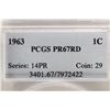 Image 3 : 1963 LINCOLN CENT PCGS PR67RD