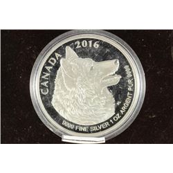 2016 CANADA PROOF SILVER $5 "WOLF" 9999 FINE