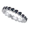 Image 1 : Sterling Silver Womens Round Blue Color Enhanced Diamond Single Row Heart Band 1/4 Cttw