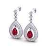 Image 1 : 2.25 ctw Ruby & Micro Pave VS/SI Diamond Earrings 14k White Gold