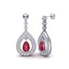 Image 2 : 2.25 ctw Ruby & Micro Pave VS/SI Diamond Earrings 14k White Gold