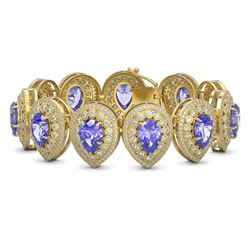 50.04 ctw Tanzanite & Diamond Victorian Bracelet 14K Yellow Gold