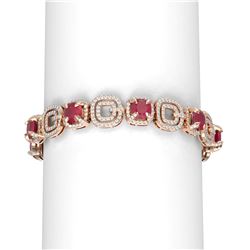 26.1 ctw Ruby & Diamond Bracelet 18K Rose Gold