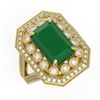 Image 1 : 7.11 ctw Certified Emerald & Diamond Victorian Ring 14K Yellow Gold