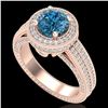 Image 1 : 2.8 ctw Intense Blue Diamond Engagment Art Deco Ring 18k Rose Gold