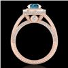 Image 3 : 2.8 ctw Intense Blue Diamond Engagment Art Deco Ring 18k Rose Gold