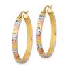 Image 2 : 14k Yellow Gold w/White and Rose Rhodium Square Hoop Earrings