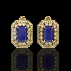 13.75 ctw Sapphire & Diamond Victorian Earrings 14K Yellow Gold