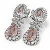 Image 3 : 12.13 ctw Morganite & Diamond Earrings 18K White Gold